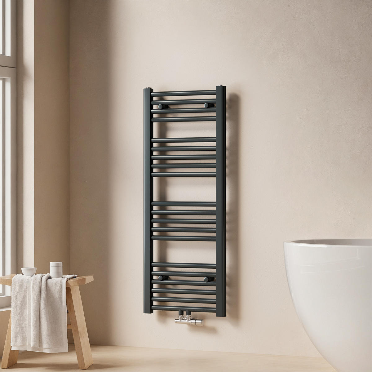 HEIZKÖRPER Handtuchheizkörper wasserführend 100/40/3 cm - Anthrazit, Metall (40/100/3cm) - EMKE