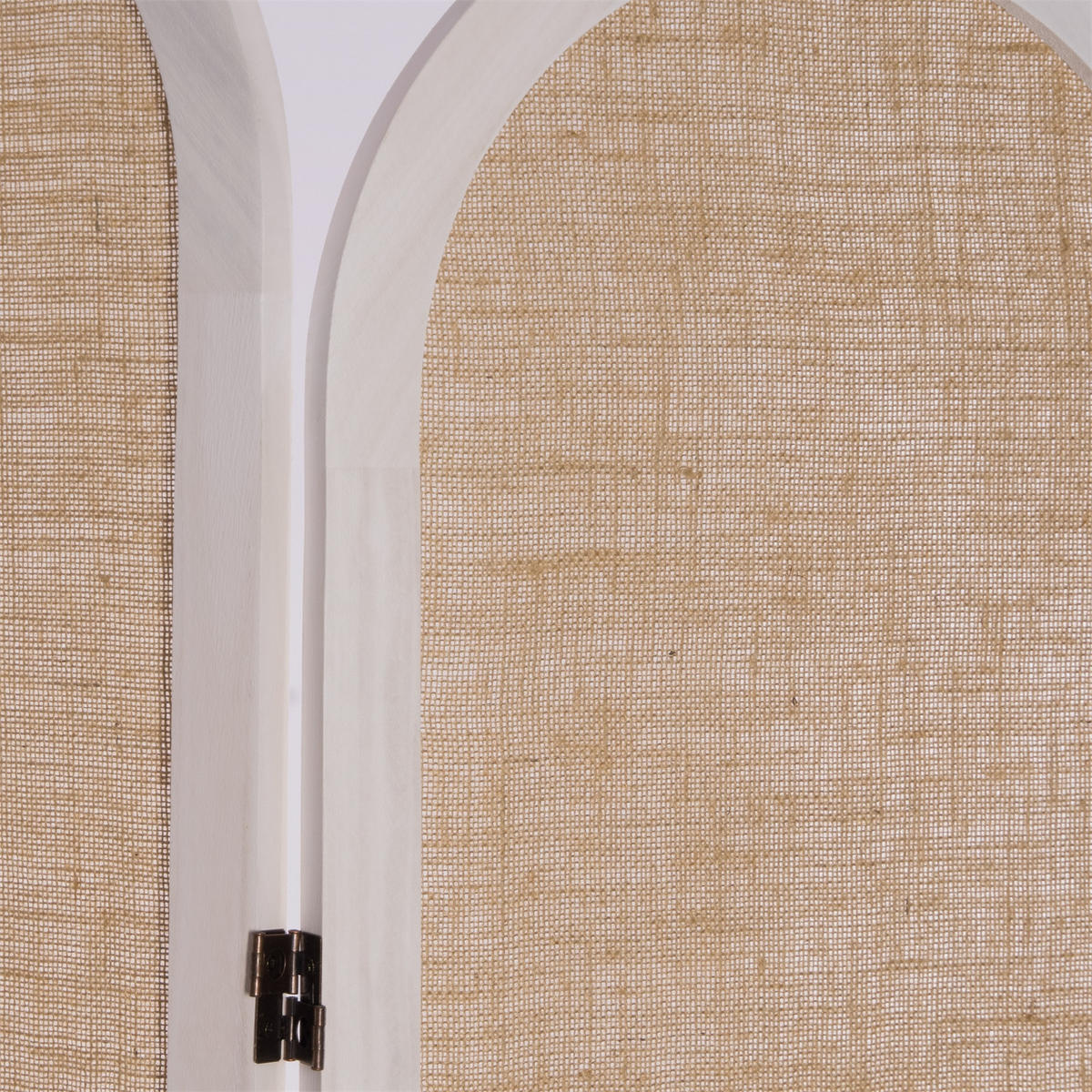 RAUMTEILER Arco 3-tlg. Leinen, Holz weiß-natur - Weiß, Holz (120/170/2cm) - CREEDWOOD