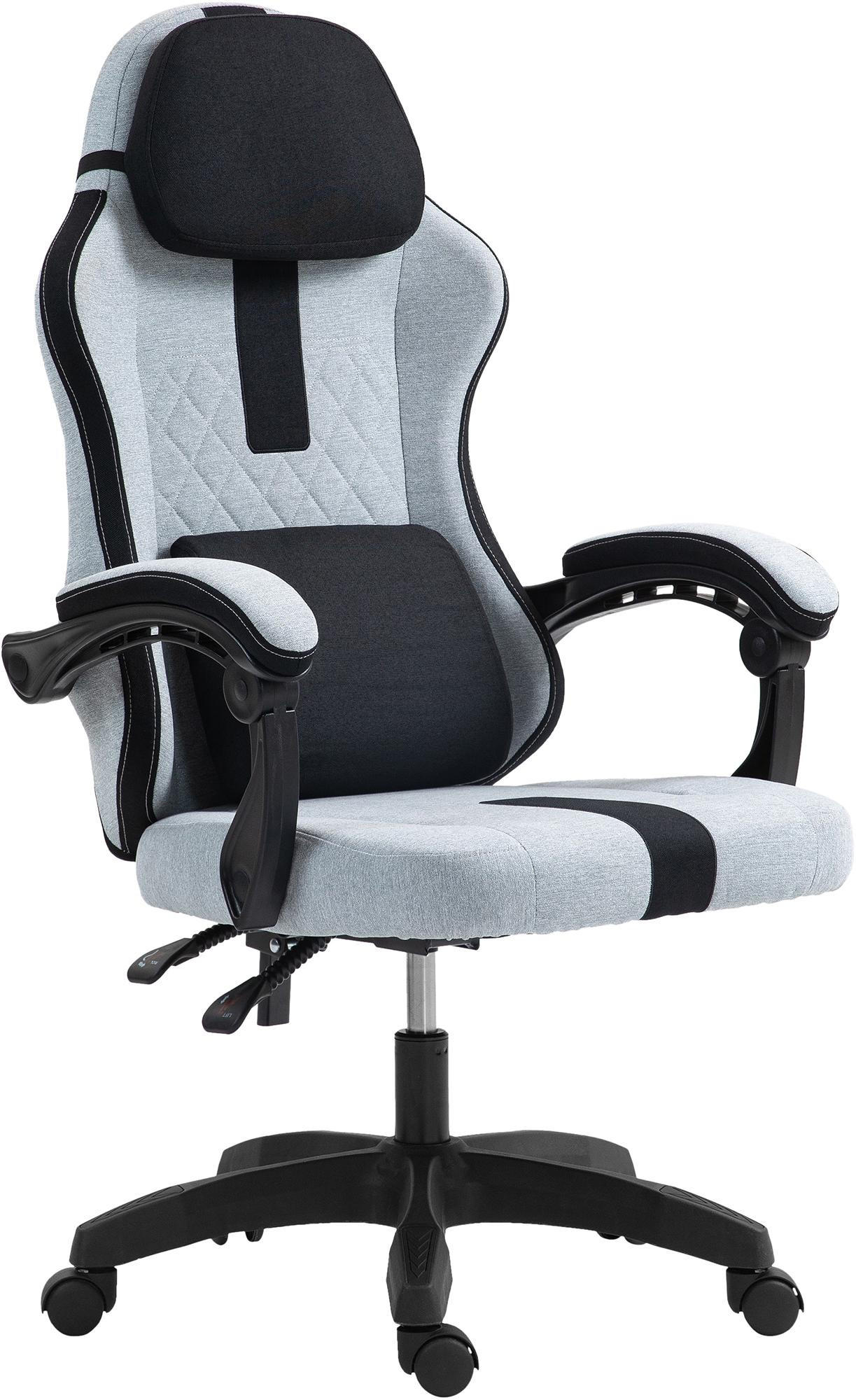 CHEFSESSEL Stoff Grau/Schwarz - Schwarz/Grau, Kunststoff/Textil (65/123/65cm) - CLP