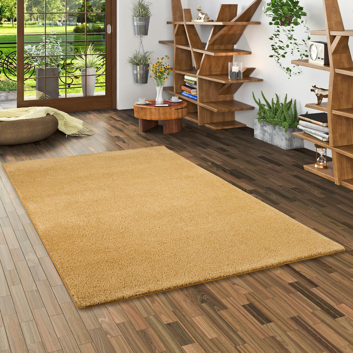 HOCHFLOR SHAGGY TEPPICH PALACE - Currygelb, Textil (80/320cm) - Snapstyle