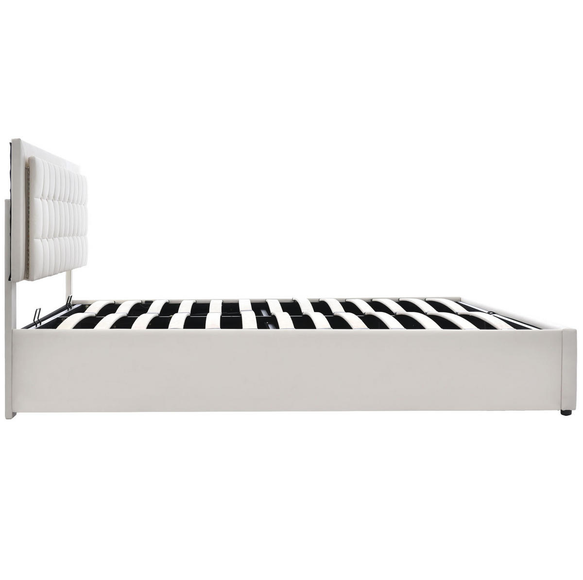 POLSTERBETT mit Bettkasten 140/200 cm in Weiß mit LED-Beleuchtung & Lattenrost - Weiß, Kunststoff (140/200cm) - BEAOK