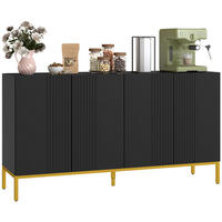 SIDEBOARD Schwarz und Goldfarben, 4 Türen, 140/40/75 cm - Schwarz, Holz (140/75/40cm) - PANGIVO