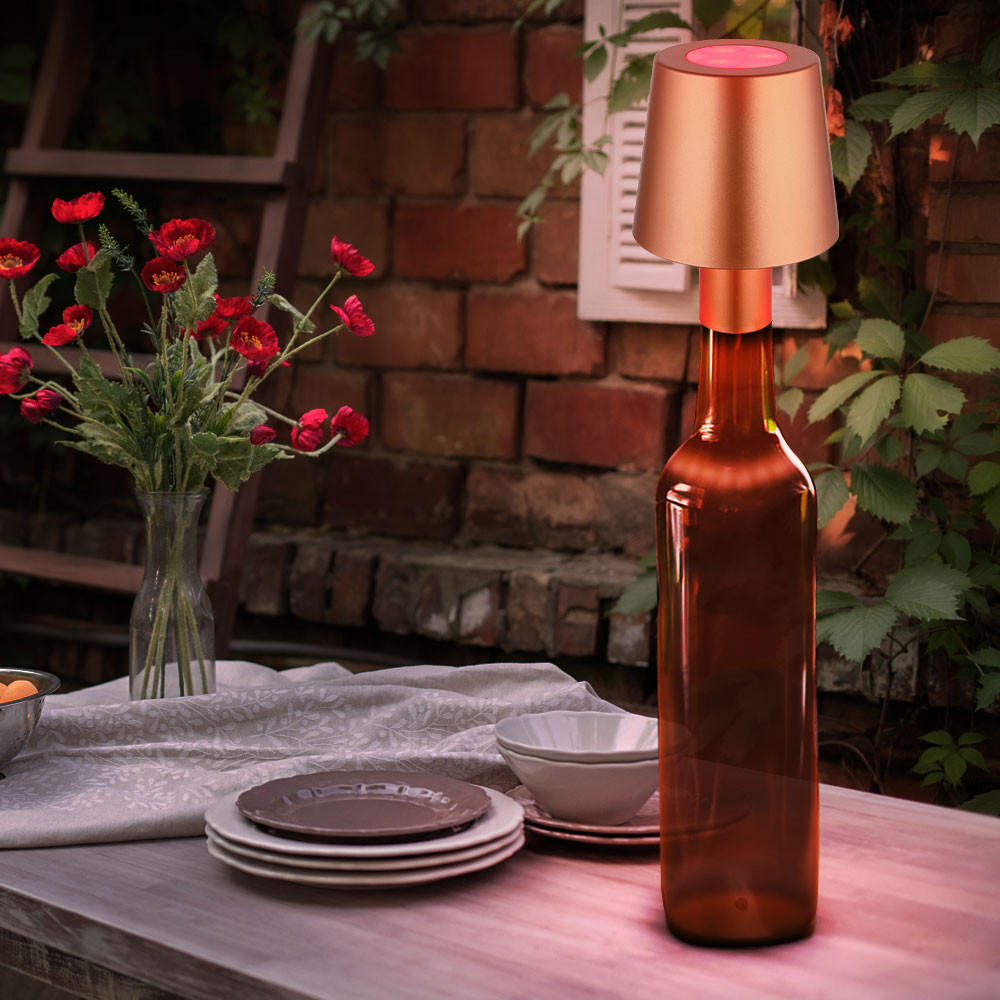 LED TISCHLEUCHTE Flaschenlampe Gold - Goldfarben, Kunststoff (10.5/10.5/14cm) - Globo Lighting