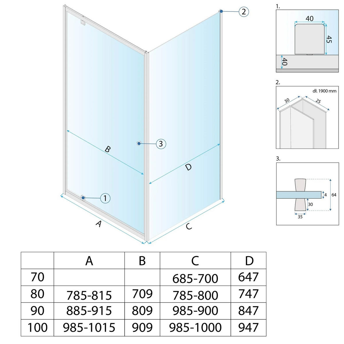 DUSCHKABINE Rea Primo Swing 80x90 Chrome - Chromfarben, Metall (80/90/190cm) - REA