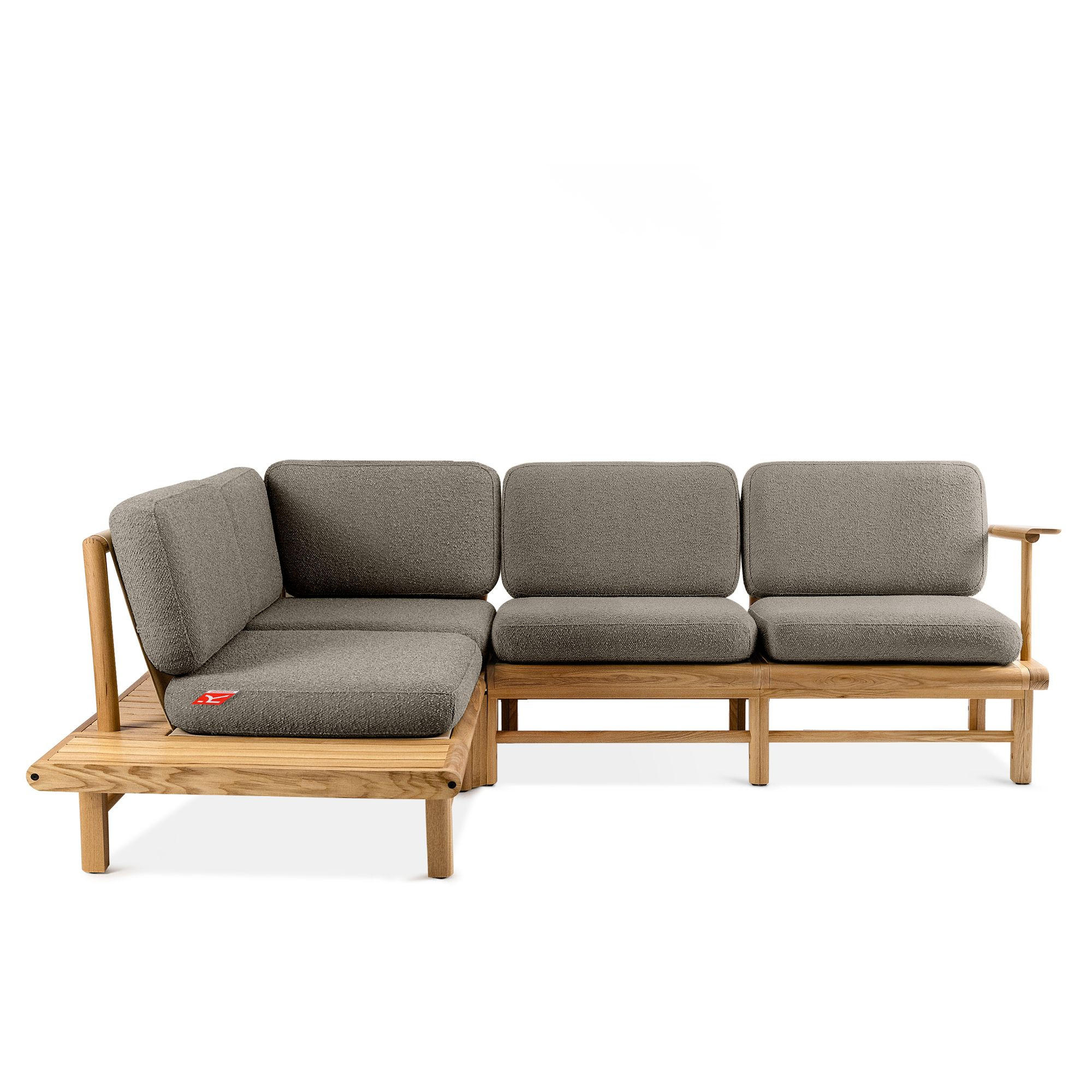 LOUNGESOFA ATREDA links - Grau, Holz/Textil (230/74/175cm) - KONSIMO®
