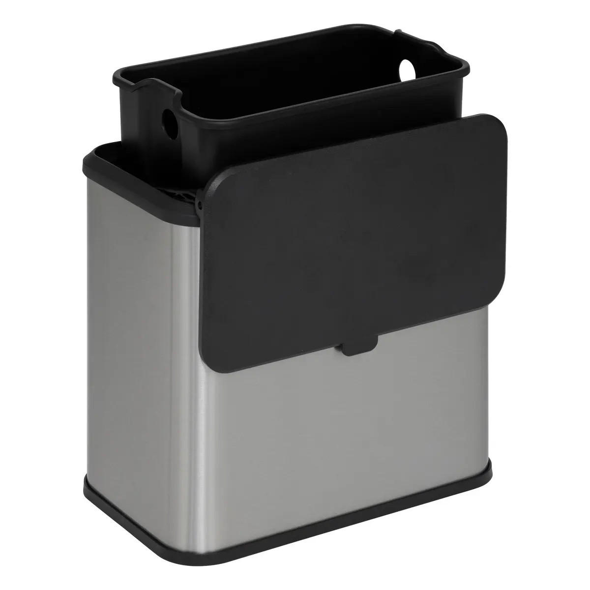 BIO-ABFALLEIMER mit Edelstahlgehäuse 5 l 24,7/15,5/25,5 cm - Silberfarben, Metall (15.5/25.5/24.7cm) - 5five Simply Smart
