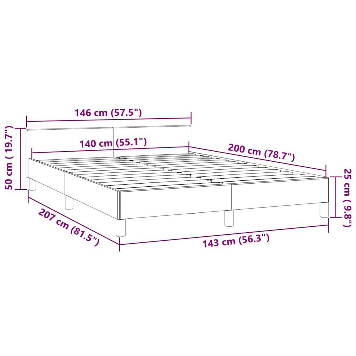 BETTGESTELL Ohne Matratze Schwarz 140/200 Cm Samt - Schwarz, Textil (140/200cm) - vidaXL
