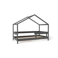 HAUSBETT HYTTE Schwarz 89x169x135 cm - Schwarz, Holz - FURNLUX
