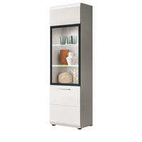 VITRINE weiß Hochglanz 45 x 160 cm, Vitrinenschrank mit 6 Fächern - Weiß Hochglanz/Silberfarben, Glas/Holzwerkstoff (45/160/34cm) - Inn.Furn