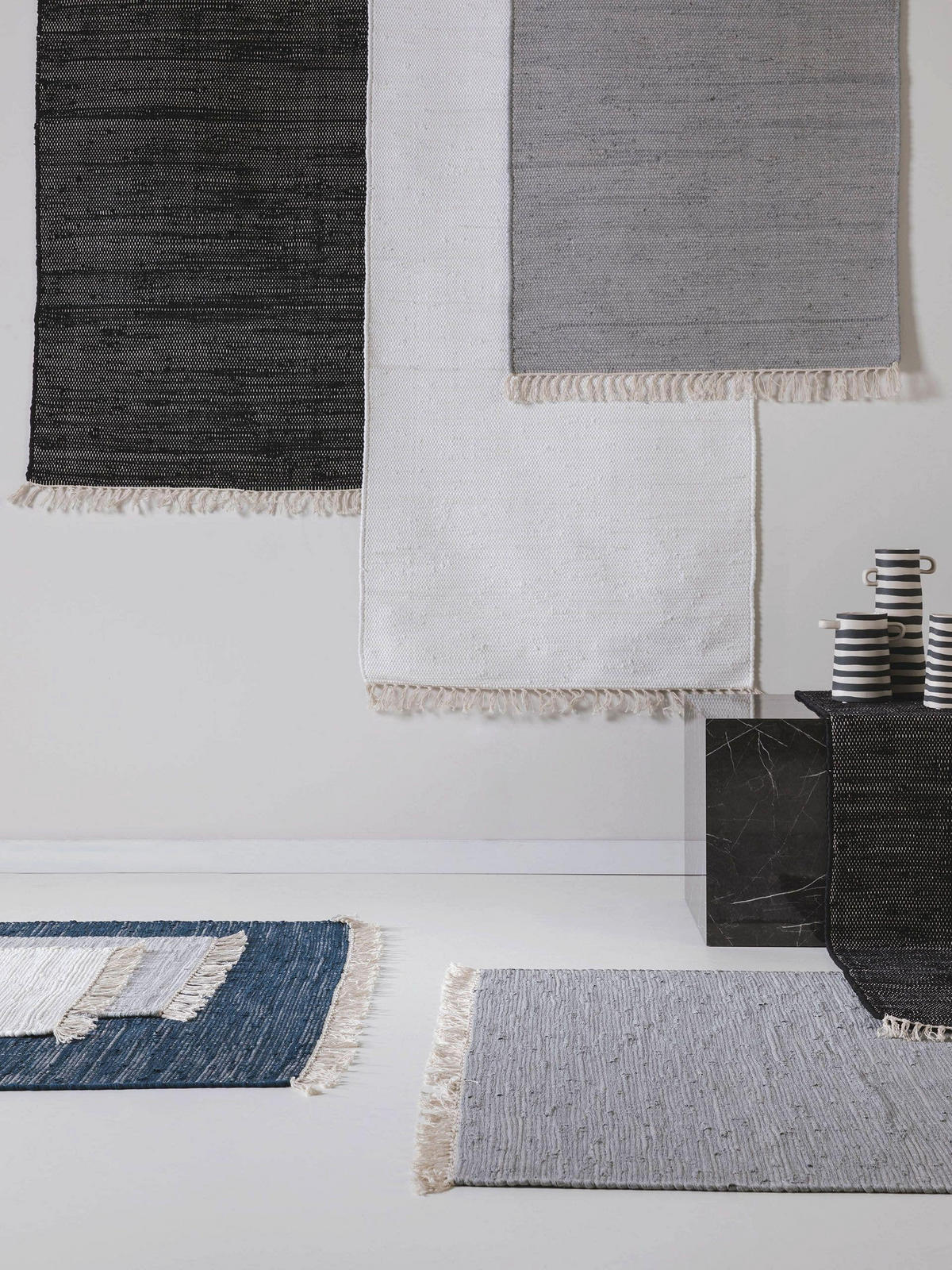TEPPICH aus recyceltem Material Tom Schwarz 70x200 cm - Schwarz, Textil (70/200cm) - benuta Pop