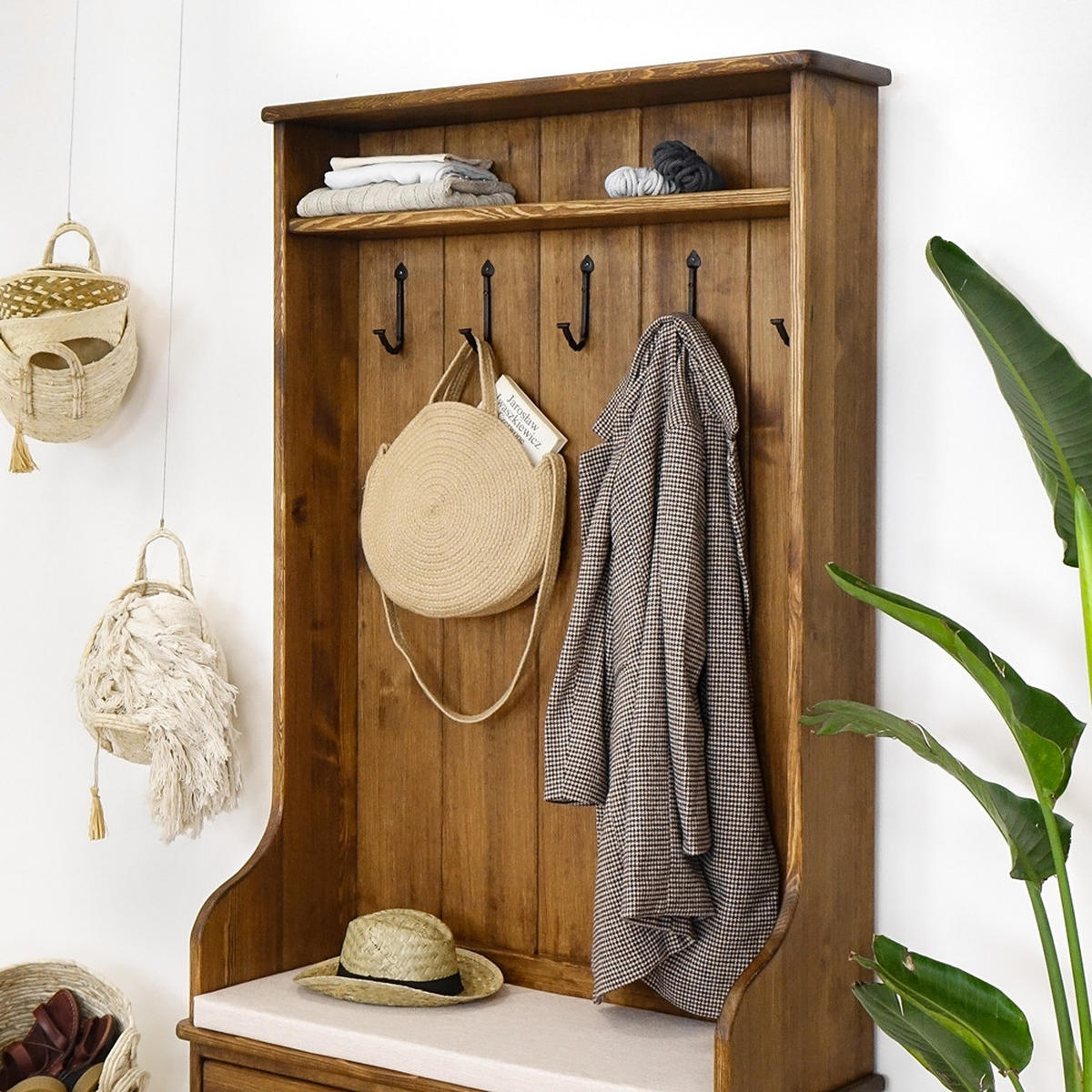 GARDEROBENSCHRANK aus Massivholz Rustyk - Dunkelbraun/Beige, Holz (100/190/40cm) - Seart