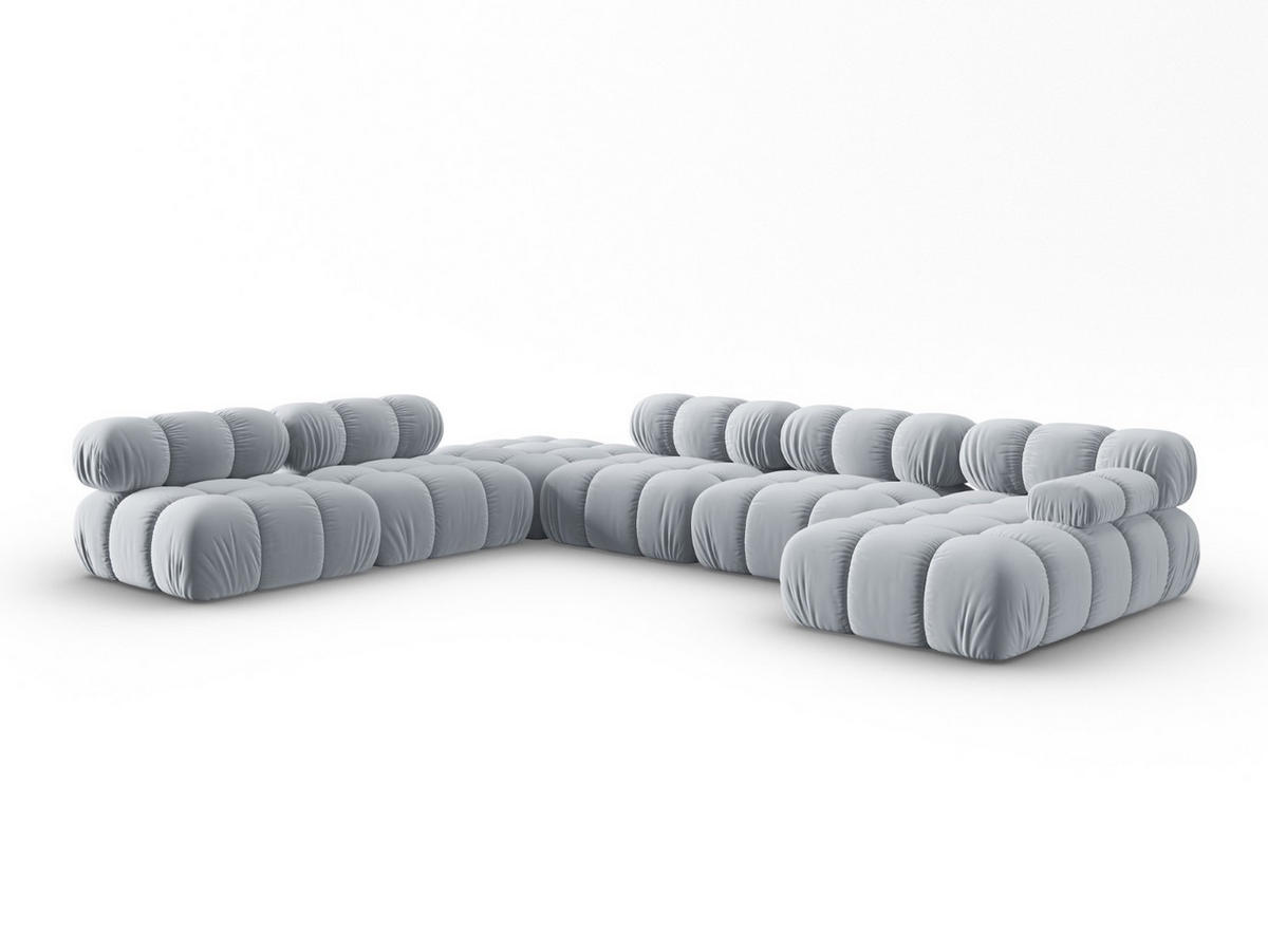 MODULARES-PANORAMASOFA links Bellis aus Samt hellblau 7 Sitzplätze - Hellblau, Textil (282/63/379cm) - Micadoni