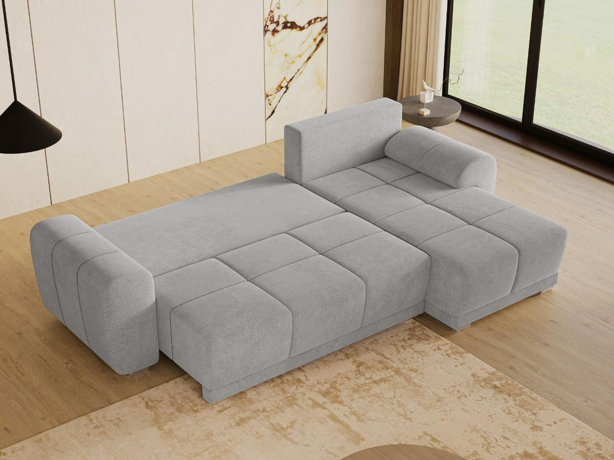 ECKSOFA Monti Grau Rechts - Silberfarben/Grau, Holz/Textil (290/188cm) - Graingold