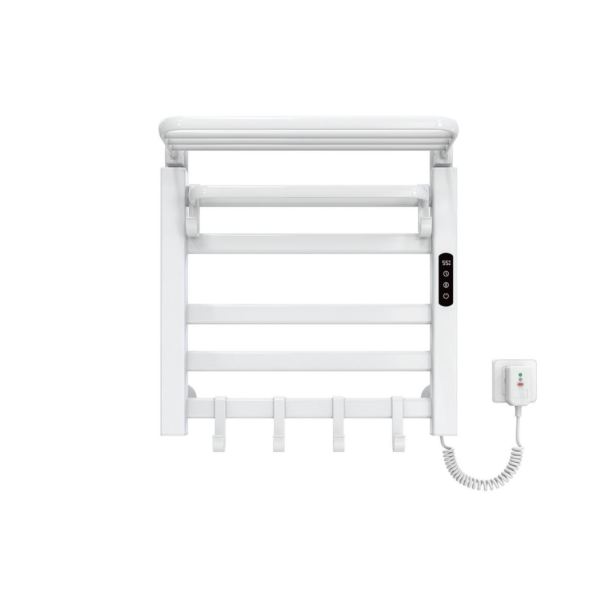 HEIZKÖRPER Elektrischer Handtuchhalter mit Ablage Weiß 50/50/4,3 cm - Weiß, Metall (50/50/25cm) - EMKE