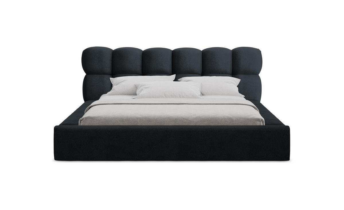 POLSTERBETT mit Bettkasten und Lattenrost 180x240 Blau - Blau/Schwarz, Kunststoff/Textil (140/200cm) - Makamii