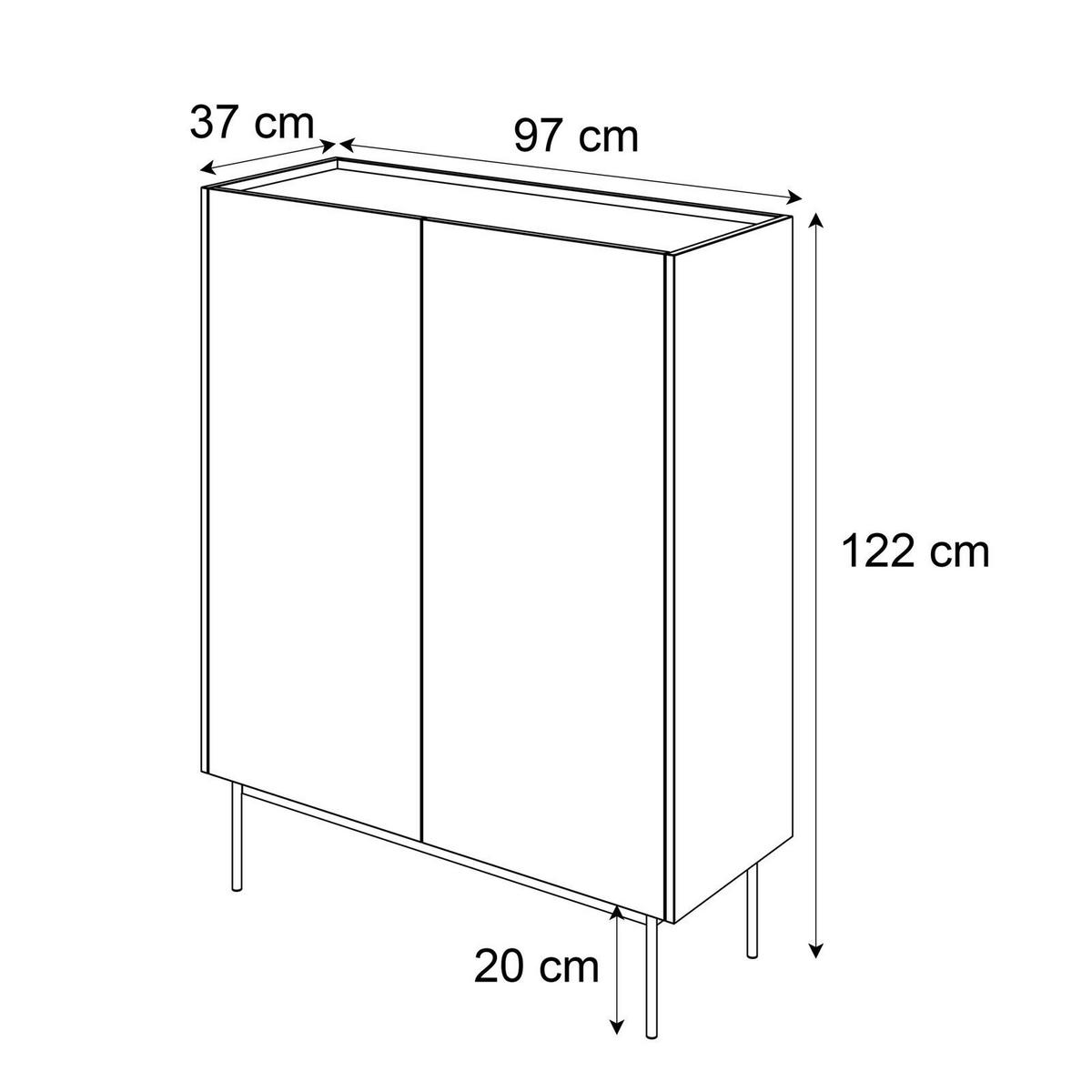 KOMMODE ESSENCE 2D KD97 Kaschmir / Eiche Linea - Kaschmir/Eichefarben, Holzwerkstoff (97/122/37cm) - Lookway
