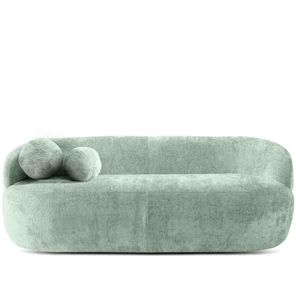 3-SITZER-SOFA NELUM, Chenille-Stoff, Mintgrün - Schwarz/Mintgrün, Holz/Holzwerkstoff (190/68/88cm) - KONSIMO®