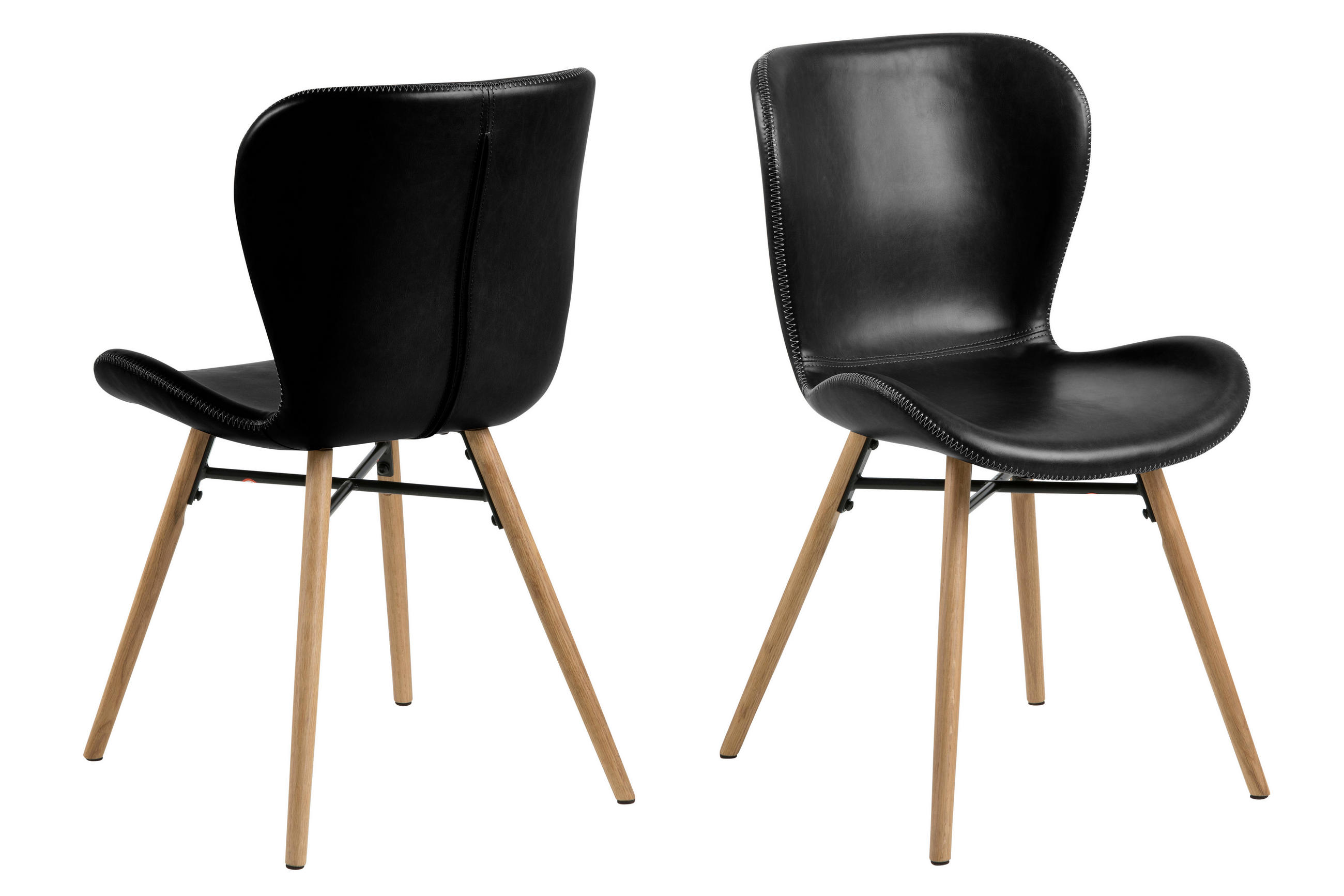 STUHL 2er-Set schwarz - Schwarz, Holzwerkstoff (47/82/53cm) - ebuy24