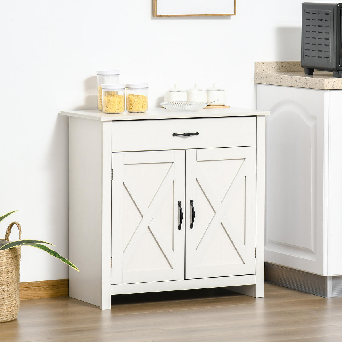 SIDEBOARD Weiß, 2 Türen, 1 Schublade, 80/39,7/80 cm - Weiß, Holz (80/80/39.7cm) - PANGIVO