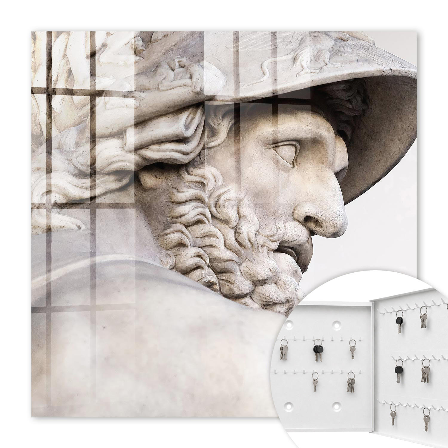 SCHLÜSSELBOX Weiß 30x30 cm – Türöffnung nach rechts - Antike Eleganz - Beige, Metall (30/30/5cm) - TULUP