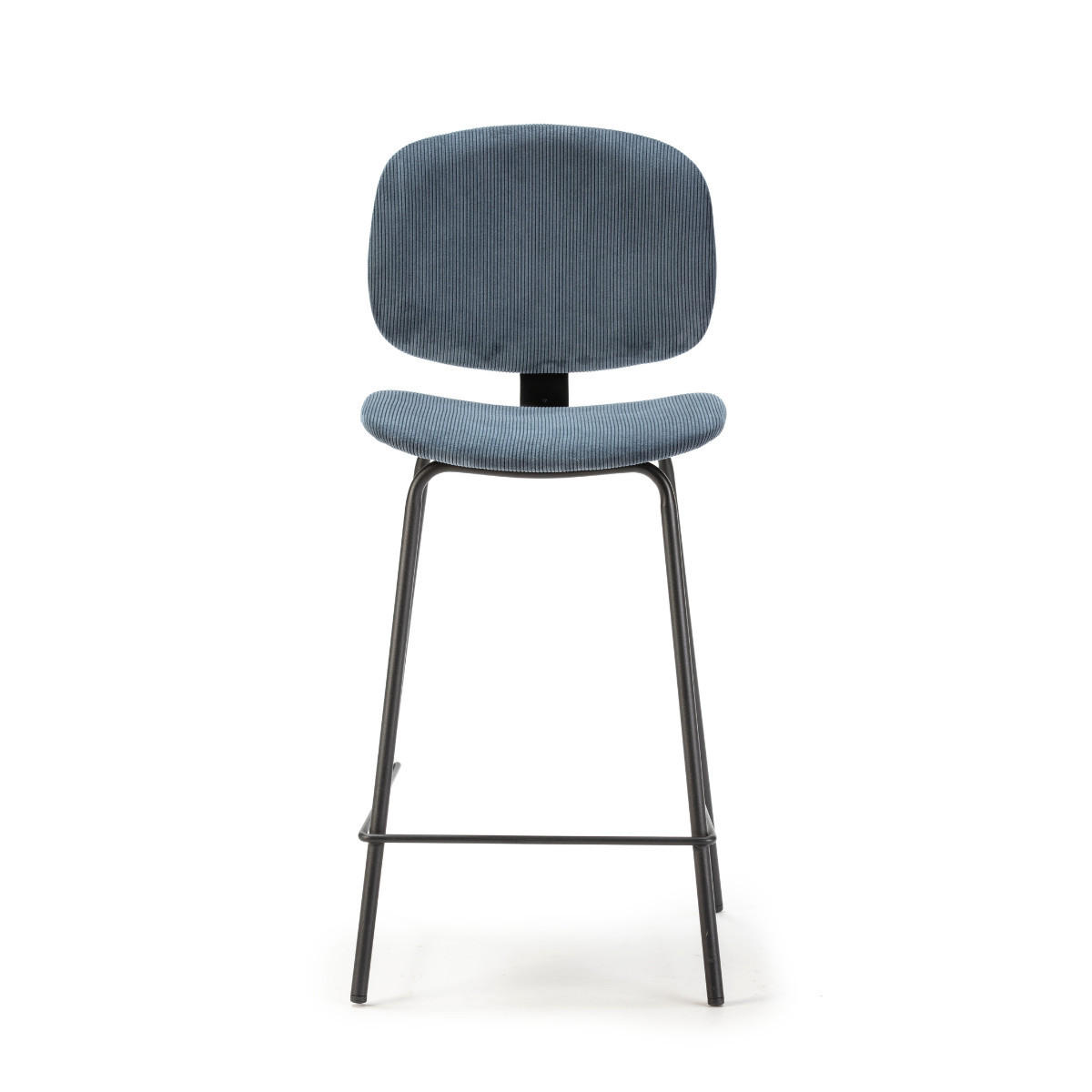 HOCKERN (Set aus 2) aus cordstoff mit schwarzen metallbeinen - arus 44/50/65 cm - Blaugrau, Textil (50/65/44cm) - Calicosy