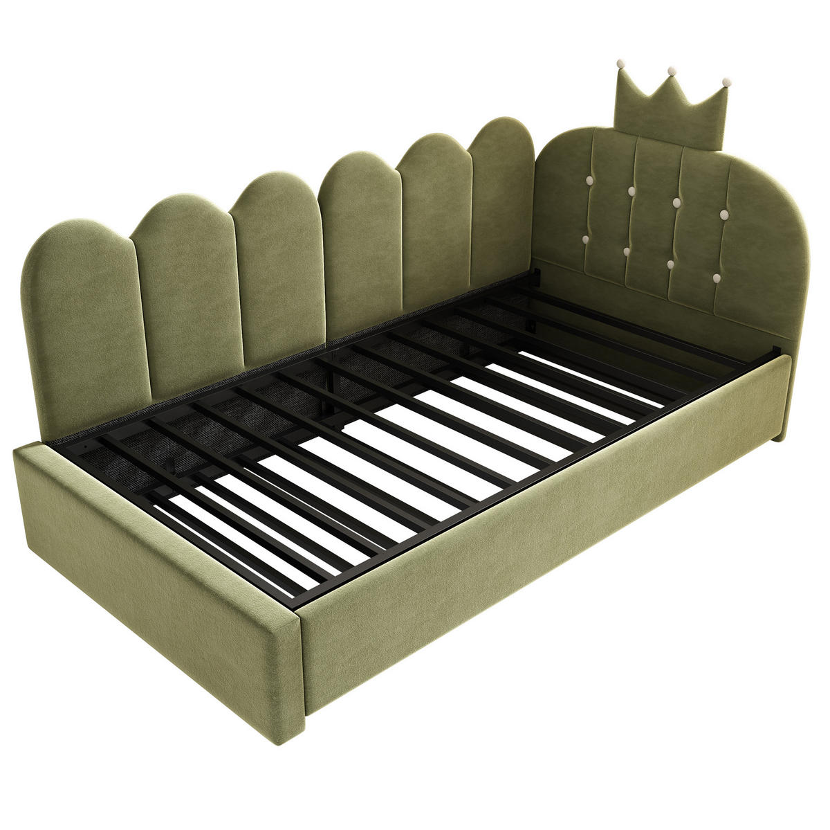 BETT mit Ausziehbett 90x200 cm Samt Grün - Grün, Holzwerkstoff (90/200cm) - Beauniv