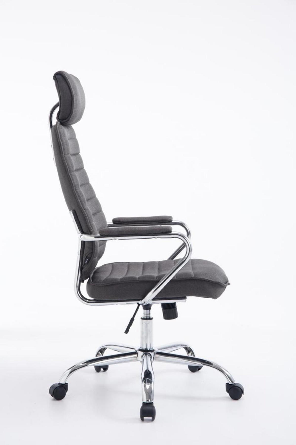 CHEFSESSEL Stoff dunkelgrau - Chromfarben/Dunkelgrau, Textil/Metall (60/117/67cm) - CLP