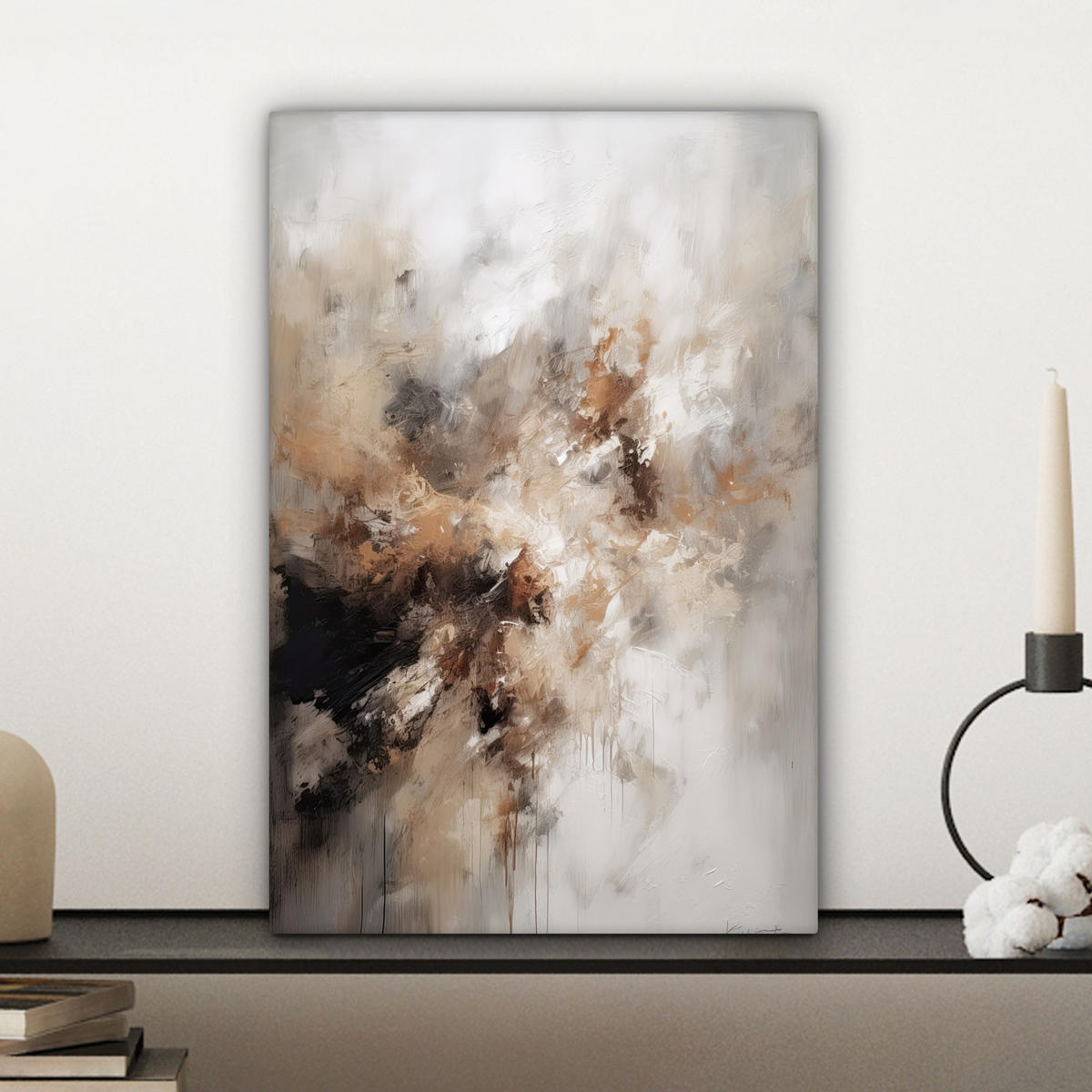 LEINWANDBILD - Farbe - Abstrakt - Beige - Kunst - 20x30 - Bilder - Greige, Textil (20/30cm) - MuchoWow