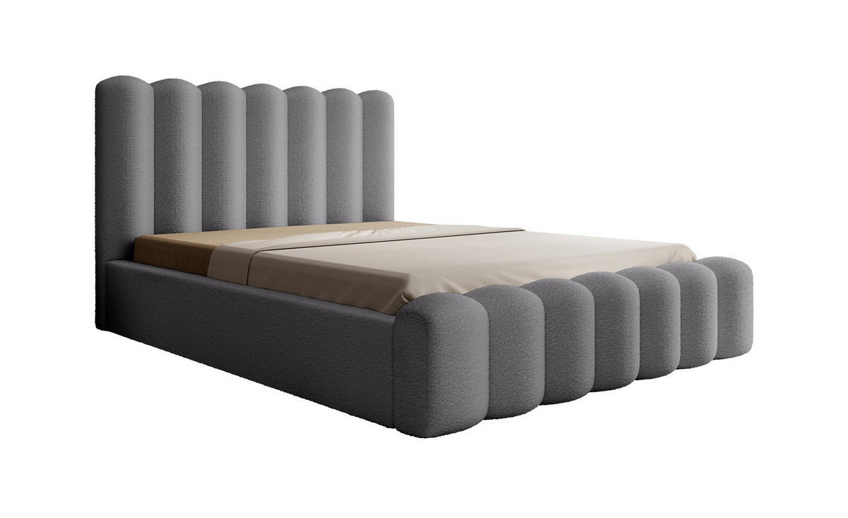 POLSTERBETT Macon Stoff Euphoria - Grau, Holzwerkstoff/Textil (140/200cm) - Fun Möbel