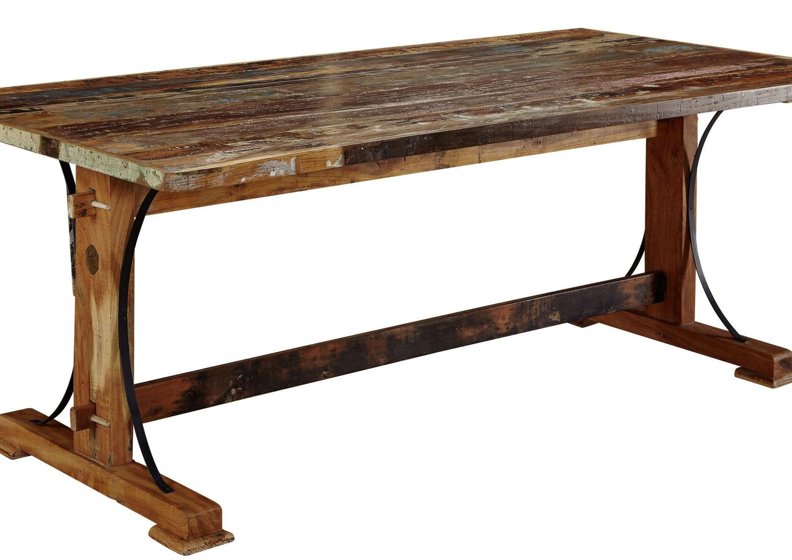 ESSTISCH Altholz 220x100x76 mehrfarbig lackiert NATURE OF SPIRIT #13 - Multicolor, Holz (100/220/76cm) - Massivmoebel24