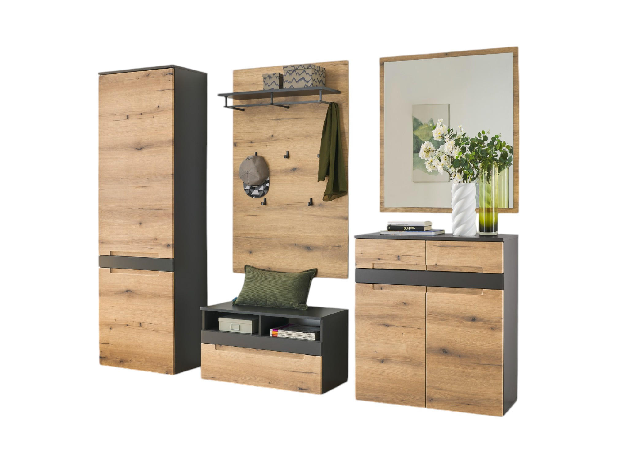 GARDEROBE 5-teilig in 250/198/38 cm - Braun, Holz (250/198/38cm) - moebel dich auf