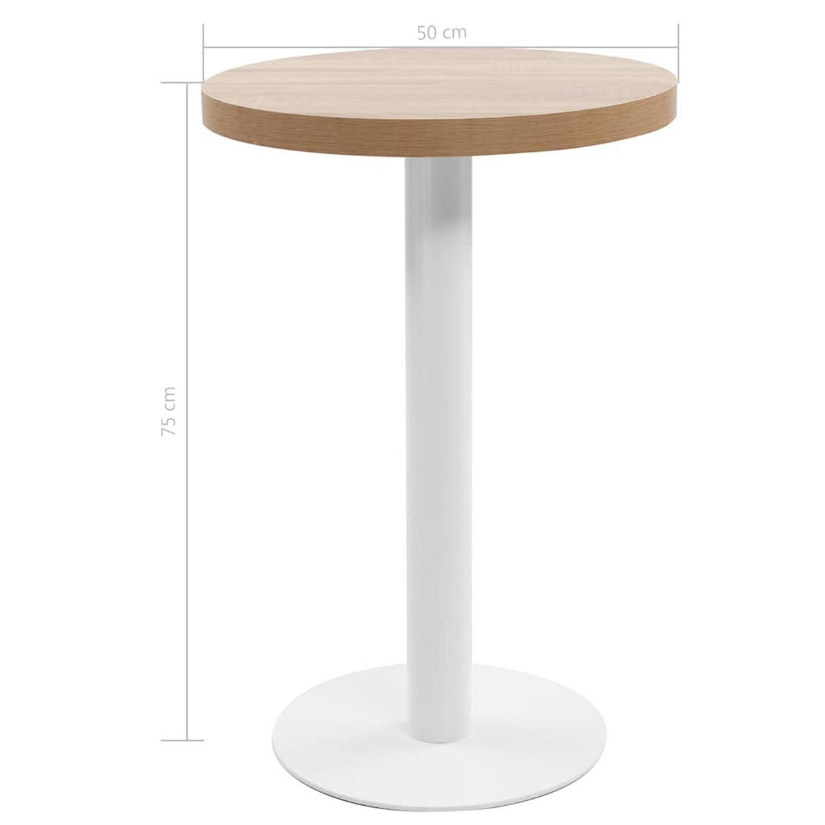 BISTROTISCH Hellbraun 50 Cm Mdf - Hellbraun, Holzwerkstoff (50/75/3.8cm) - vidaXL