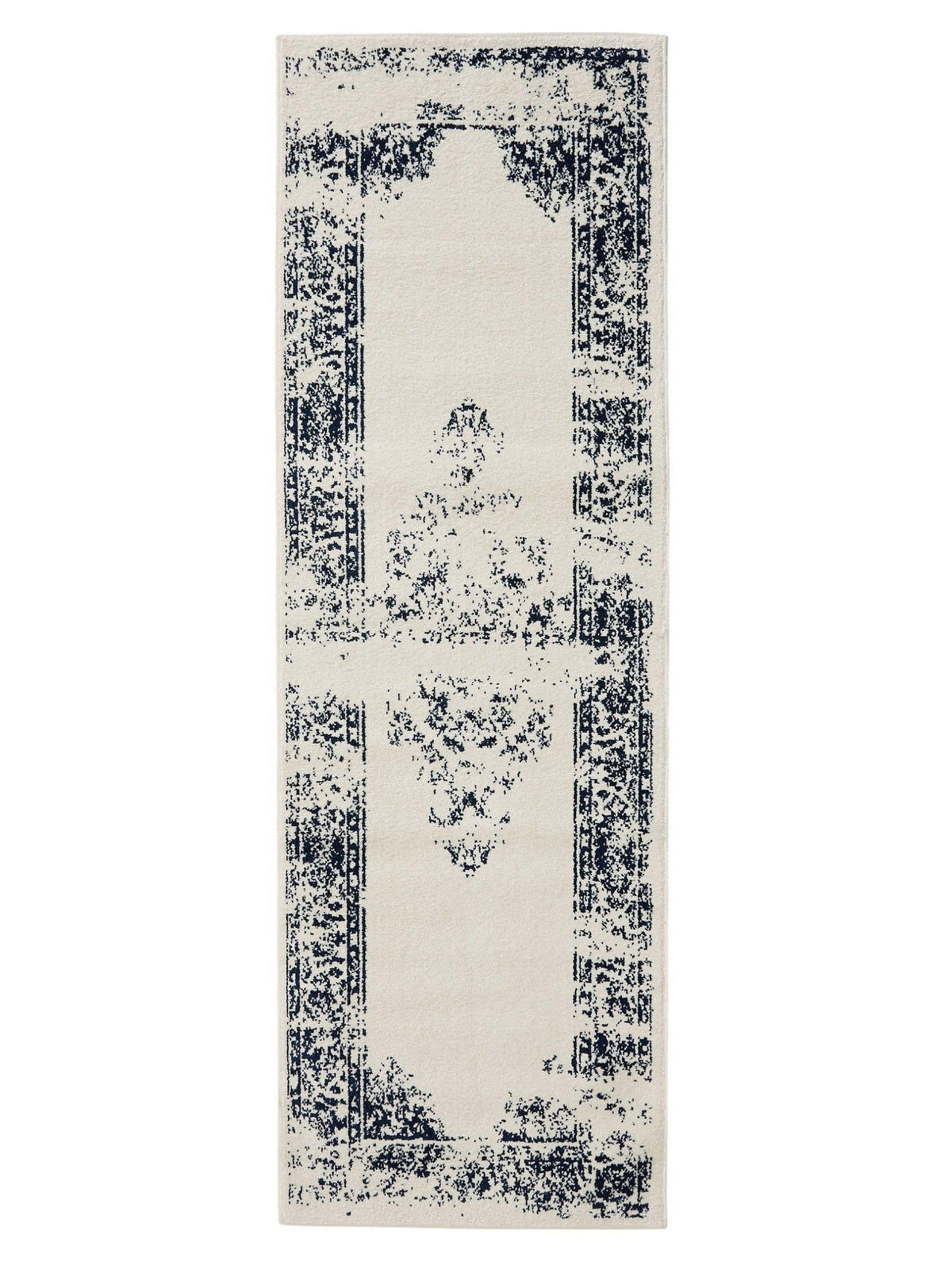 VINTAGE-LÄUFER Sia 80/240 cm - Blau/Creme, Kunststoff (80/240cm) - benuta