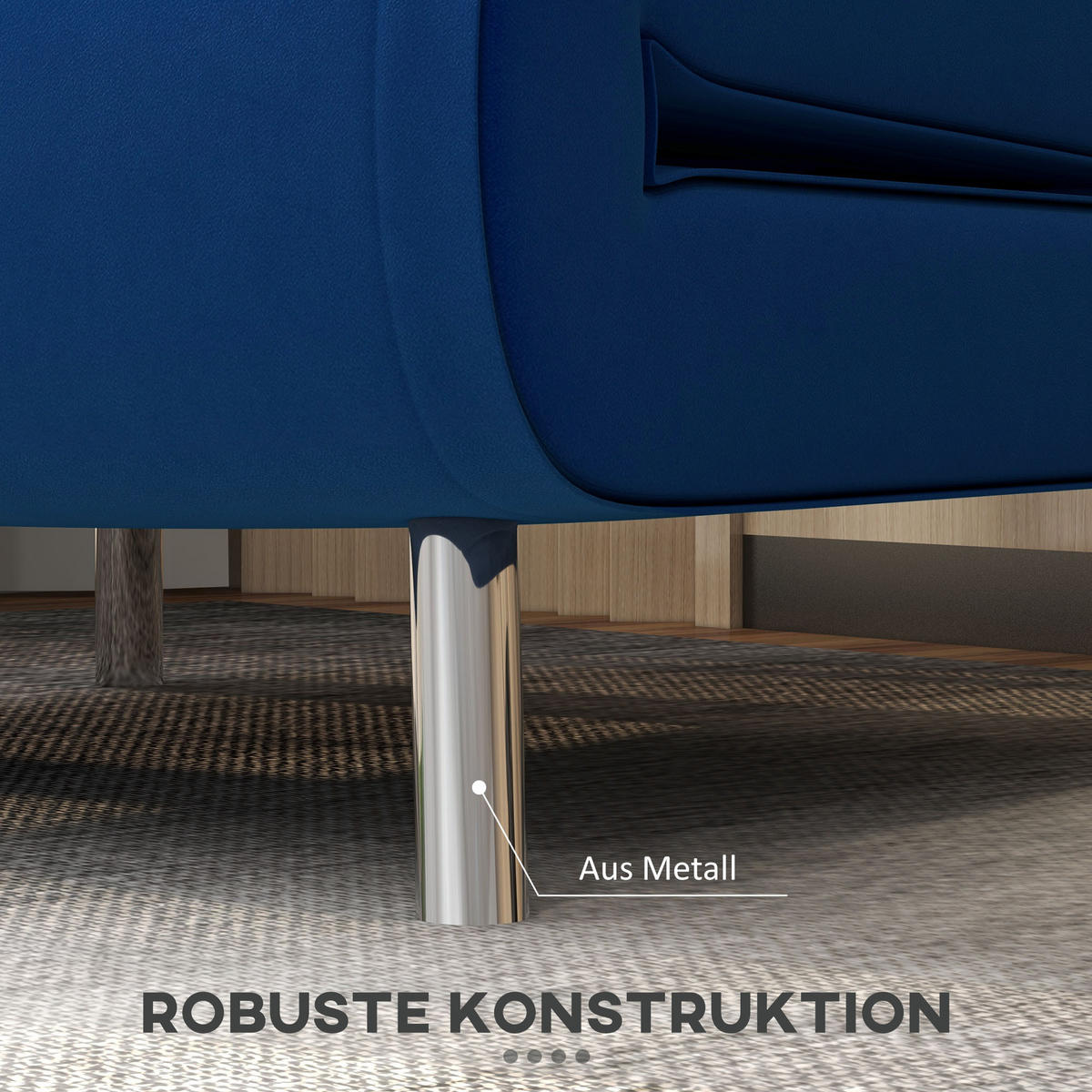 SCHLAFSESSEL, Samt, Stahl, Blau - Blau, Textil (88/83/77cm) - HOMCOM