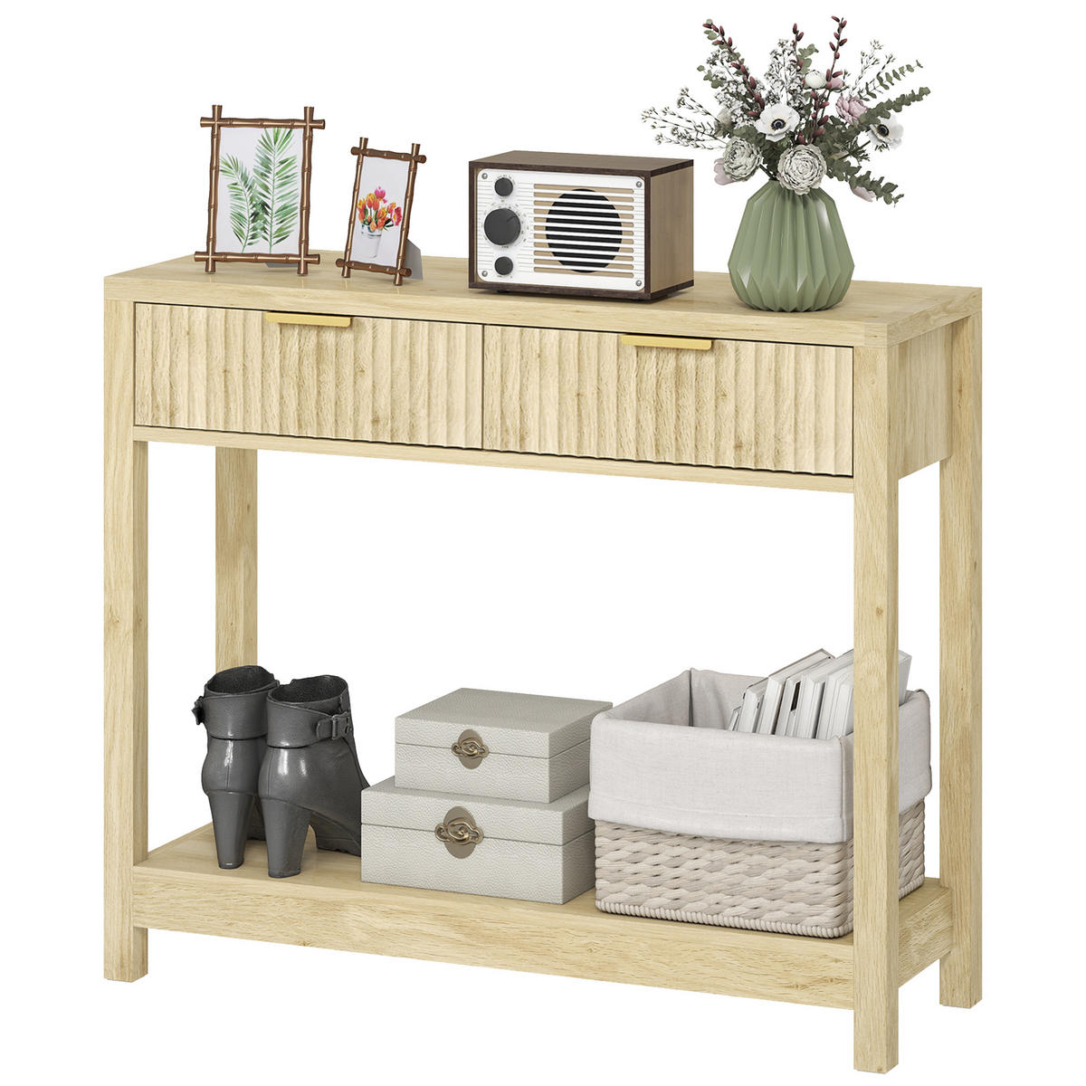 KONSOLENTISCH DE-16819 Naturholz - Naturfarben, Holzwerkstoff (90/30/76cm) - ComfortXL