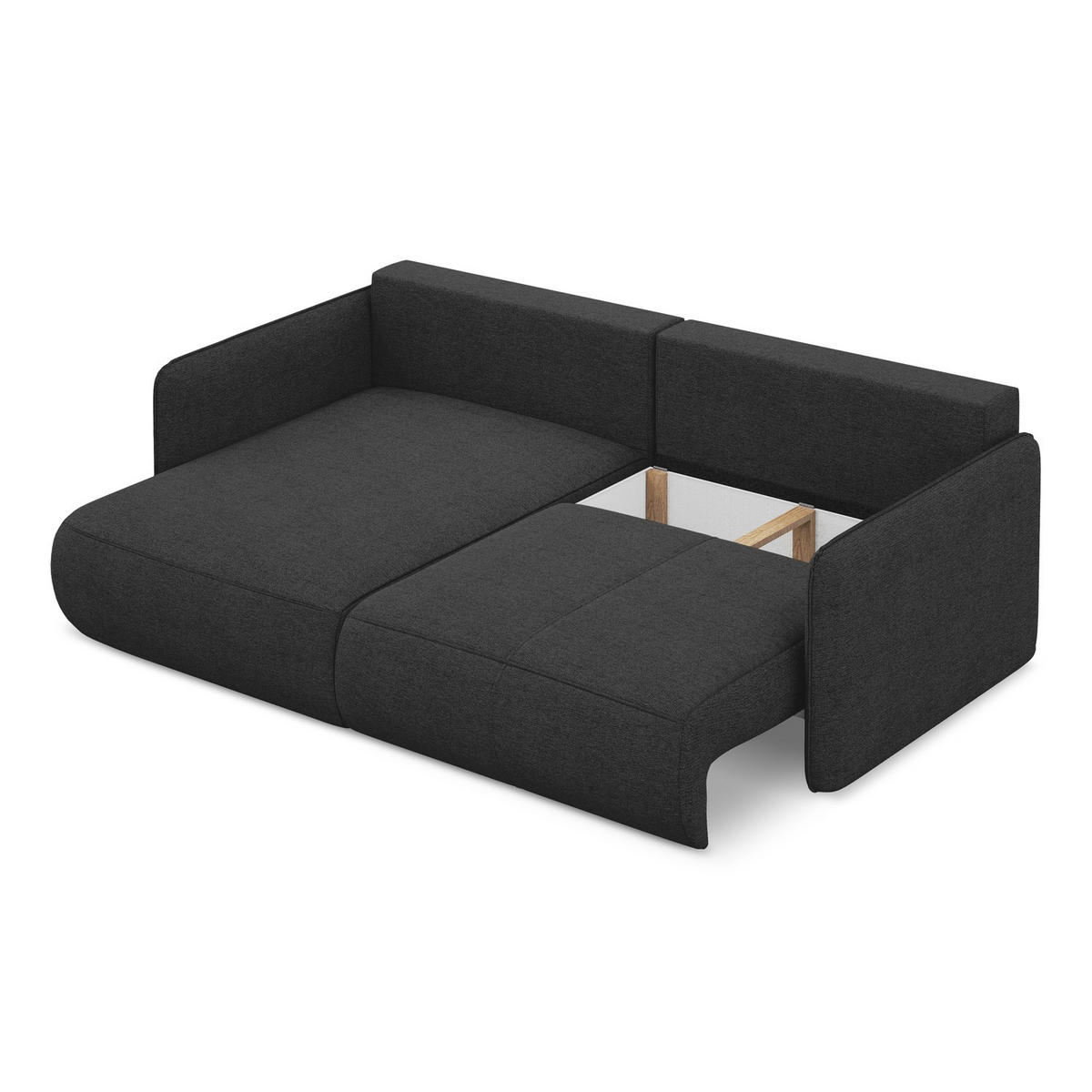 ECKSOFA mit Schlaffunktion Chenille Stoff Schwarz - Anthrazit/Schwarz, Kunststoff/Textil (148/207cm) - LaMiaSofa