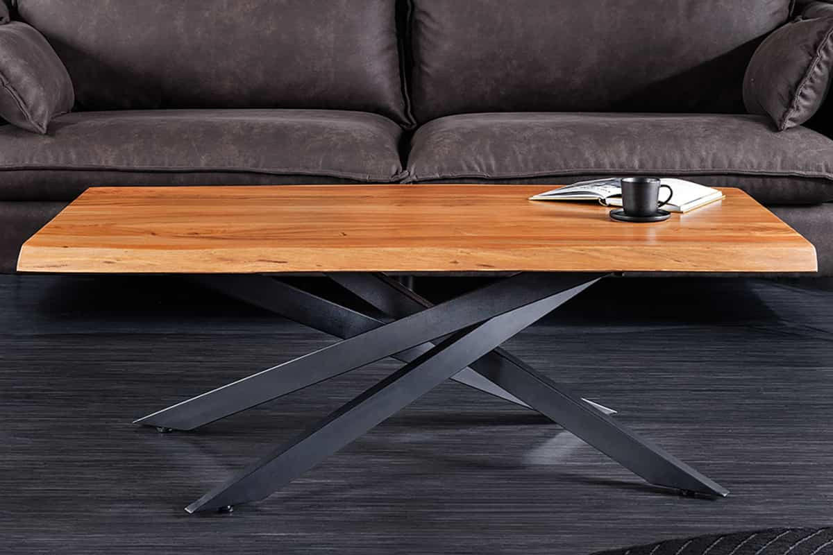 COUCHTISCH MAMMUT Akazie rechteckig Braun|Natur 110cm - Goldfarben/Braun, Holz/Metall (61/110/42cm) - riess-ambiente