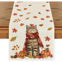 TISCHLÄUFER Herbst Katze 40 x 140 cm - Multicolor, Textil (140/40/1.5cm)
