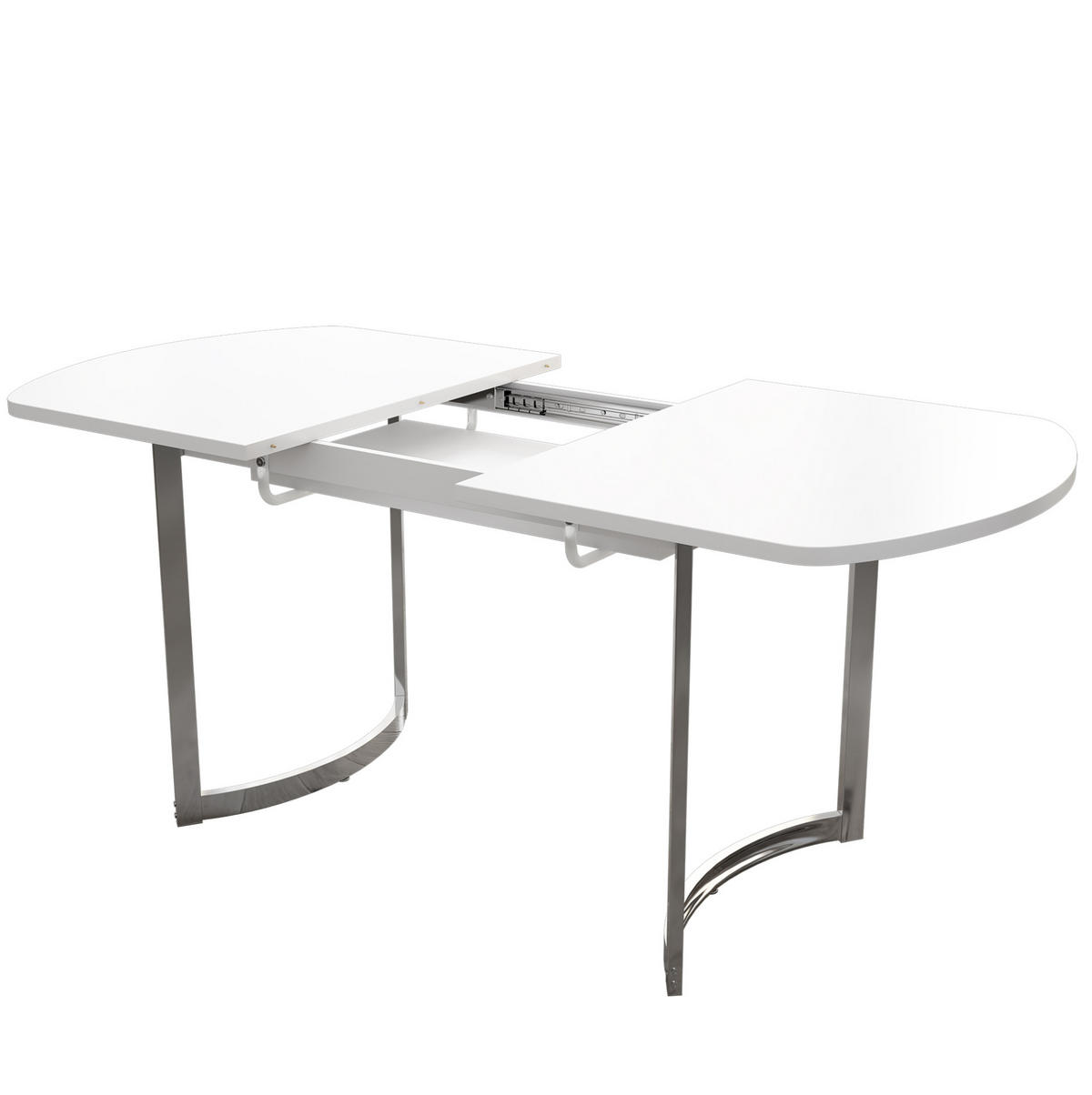 JEDILNA miza 140/180 x 80 cm raztegljiva, klasičen dizajn, srebrne kovinske noge, Bela - bela, leseni material (180/80/75.5cm) - Redom