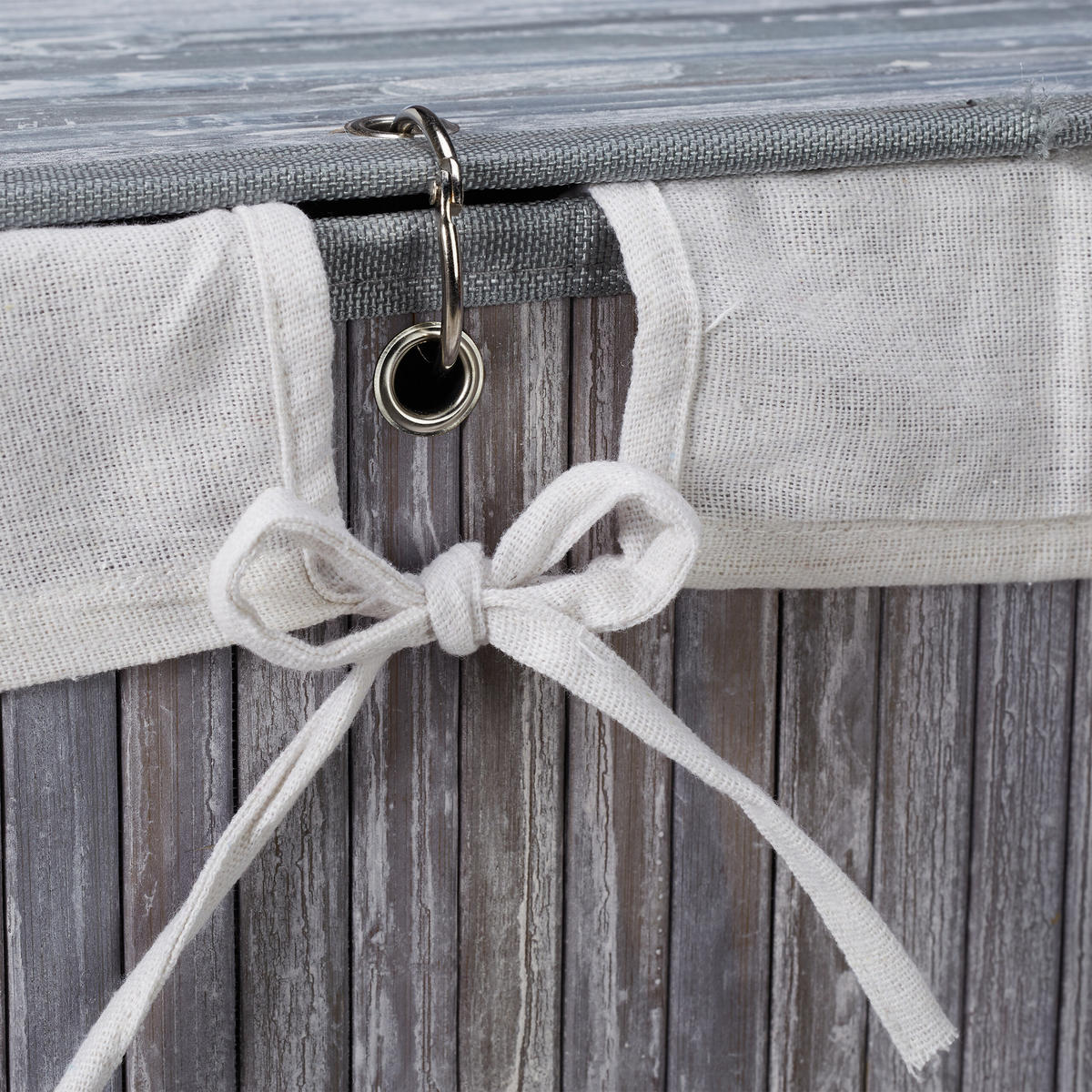 WÄSCHEKORB - Grau, Holz/Textil (40/60/30cm) - Relaxdays