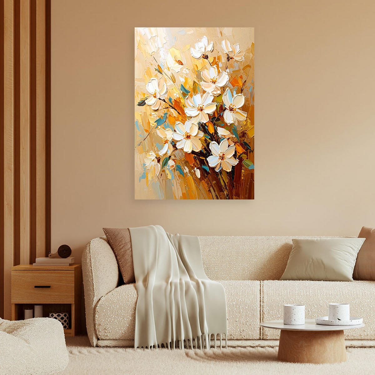 LEINWANDBILD Blumen 80x120cm - Beige, Textil (80/120cm) - Feeby