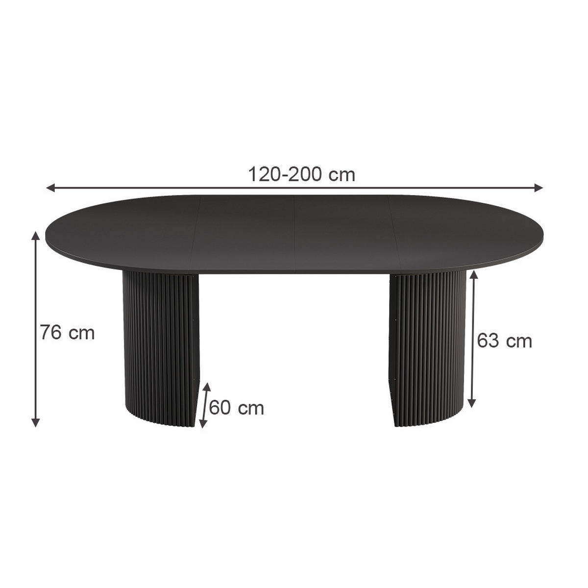 JÍDELNÍ STŮL Calero Černá - černá, kompozitní dřevo (60/120/76cm) - Vicco