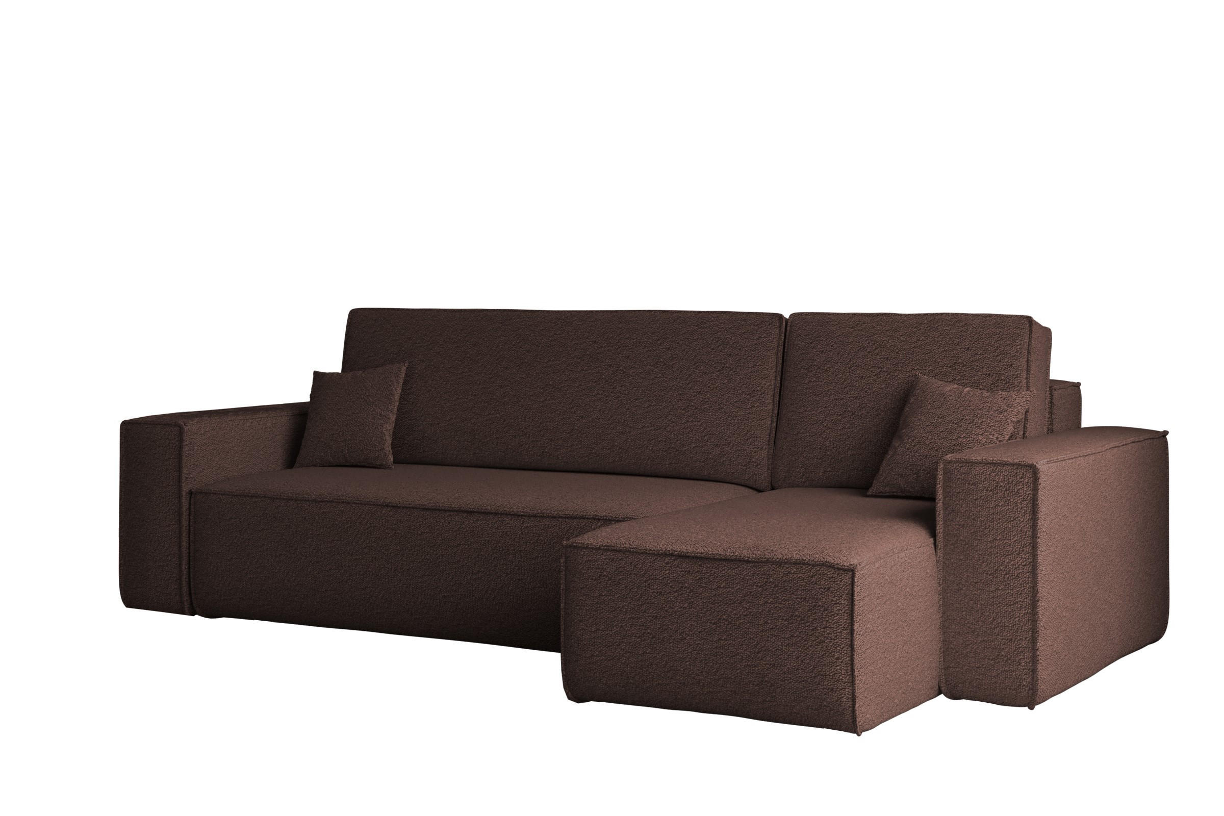 ECKSOFA Mit Schlaffunktion Und Bettkasten L-Form BEST Stoff Abriamo Braun Rechts - Braun, Holz/Textil (244/142cm) - Kaiser Möbel