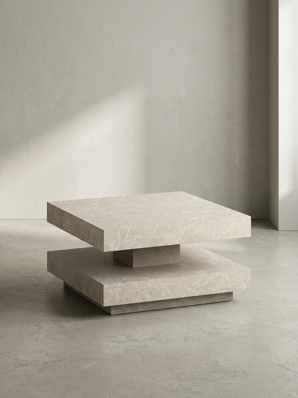 COUCHTISCH in Stein-Optik mit Stauraum, Modernes Design, Quadratisch, Beige 60x60x34 cm - Beige, Holzwerkstoff (60/60/34cm) - KADIMA DESIGN