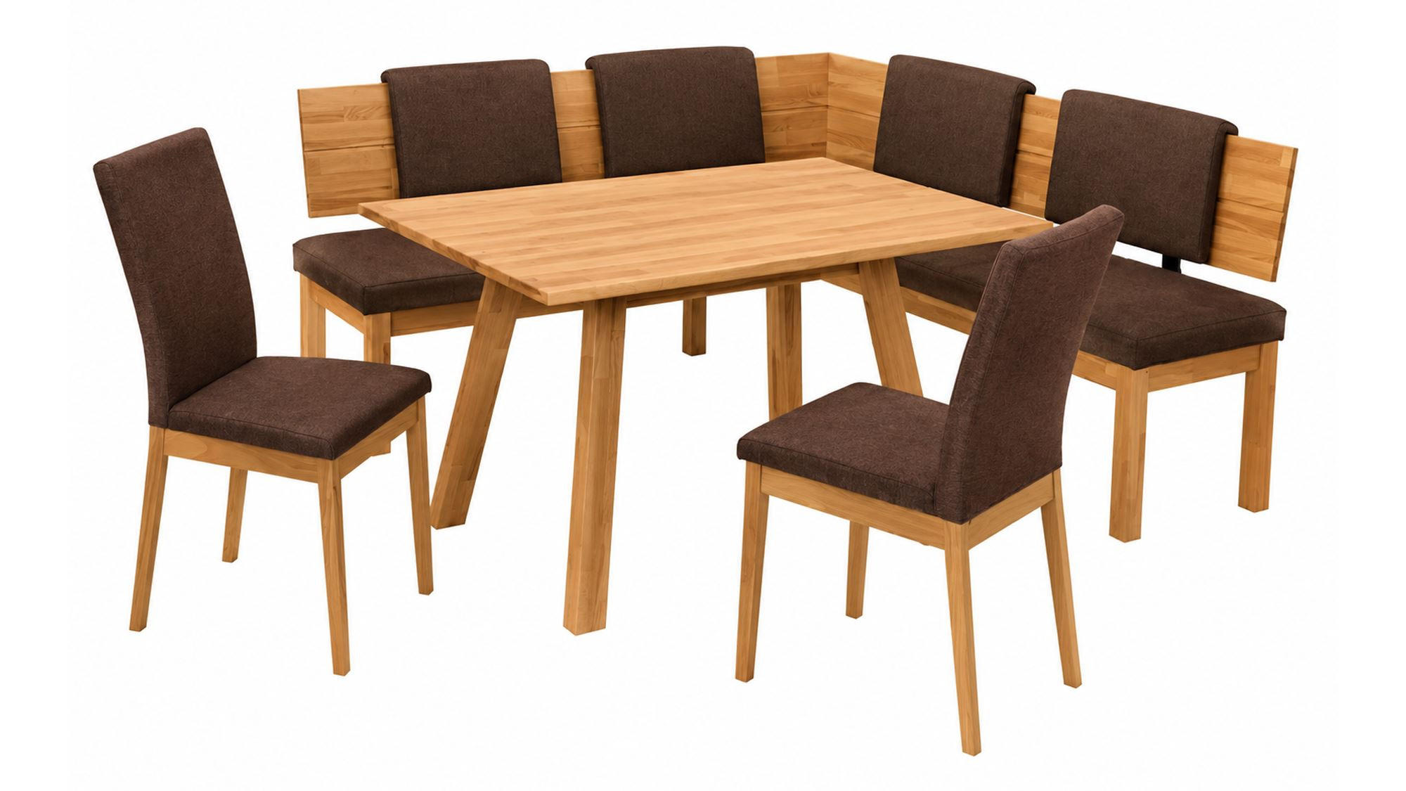 ECKBANKGRUPPE Modern Danny 2 für 7 Personen Massivholz Kernbuche/Braun - Kernbuche/Braun, Holz (194/85/155cm) - 58aufmkessel