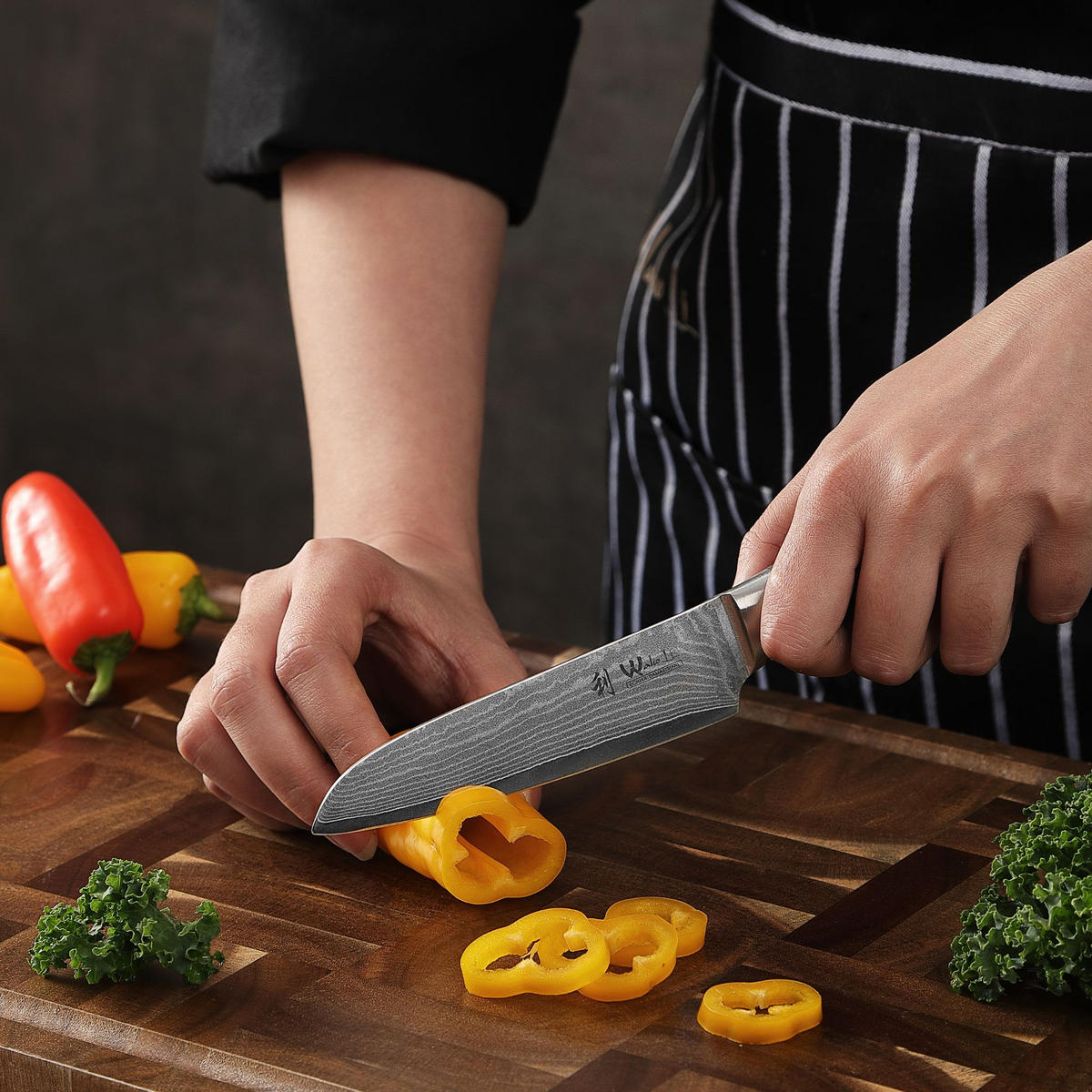 MESSERSET 3-TEILIG 8–17 cm - Grau, Holz/Metall - Wakoli