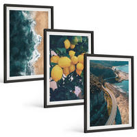 BILDER SET 3er Set - 40x60 cm Schwarzer Rahmen - Meerstrand Zitronen Berge - Schwarz, Kunststoff (40/60cm) - TULUP