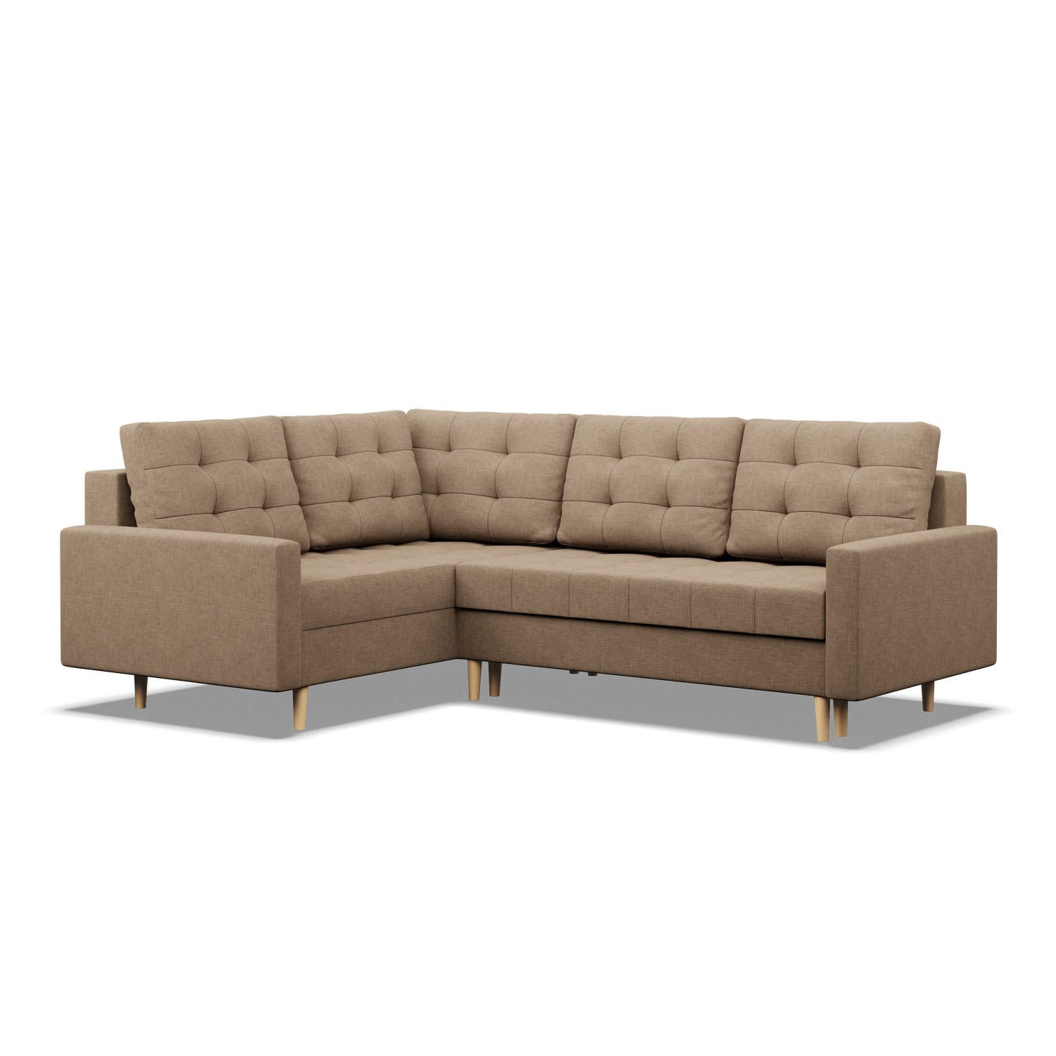 ECKSOFA LINKS MIT SCHLAFFUNKTION ELMA, Braun - Braun, Textil (223/172cm) - Mebligo