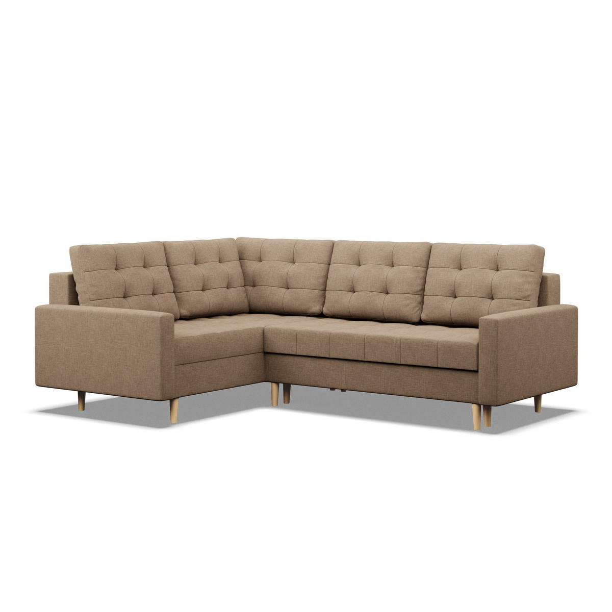 ECKSOFA LINKS MIT SCHLAFFUNKTION ELMA, Braun - Braun, Textil (223/172cm) - Mebligo
