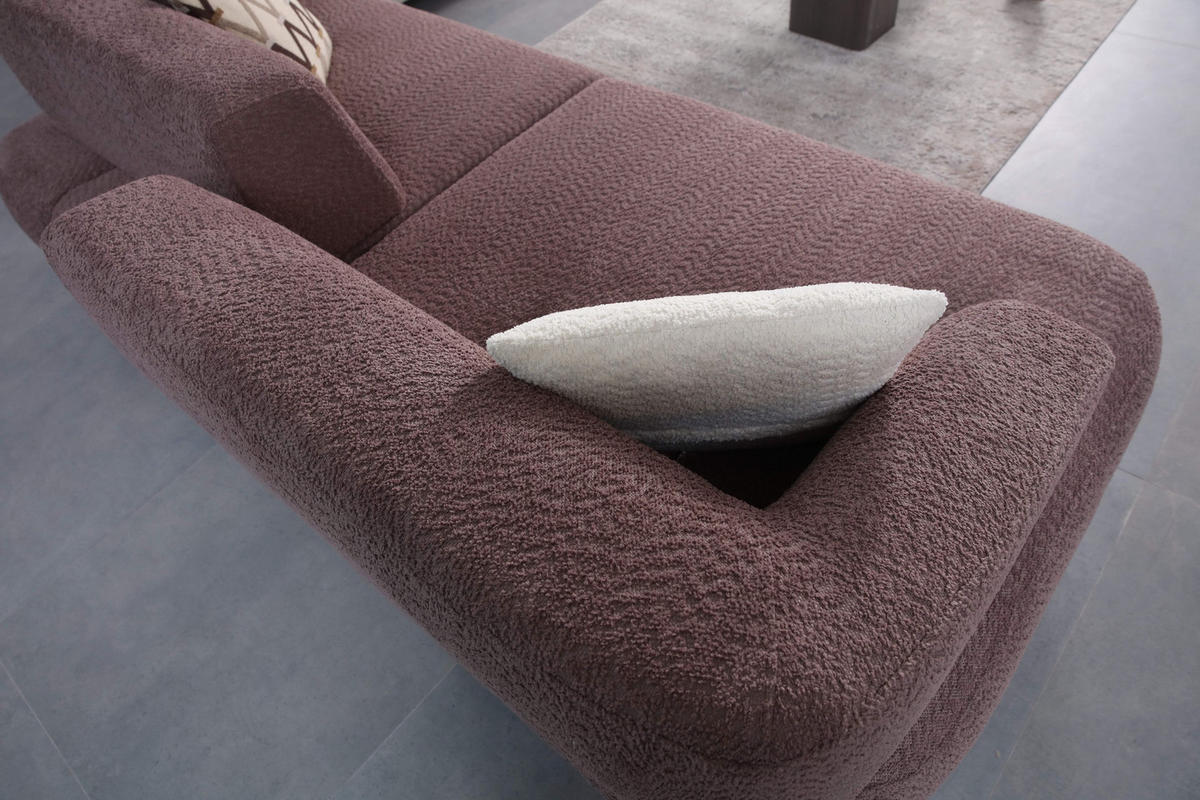 SOFA Thron 2-Sitzer Bouclé Braun - Braun, Holz/Textil (190/78/110cm) - Villa Möbel